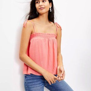 Loft Petite Coral Tie Strap Embroidered Cami NWT
